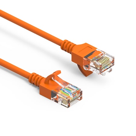 CAT6A UTP Slim Ethernet Network Booted Cable 28AWG- 20ft- Orange